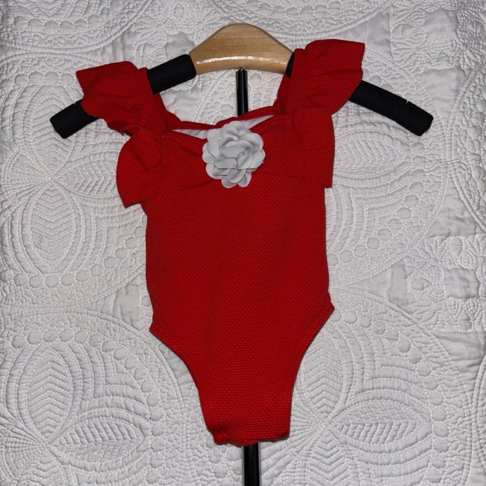 Janie and Jack | Red Ruffled Kids One Piece